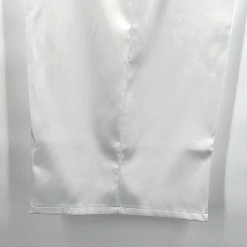 white strapless sheath dress pleated bodice M - Picture 14 of 14